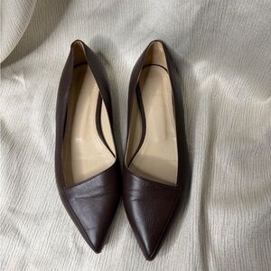 Theory Brown Pointed Leather Flats